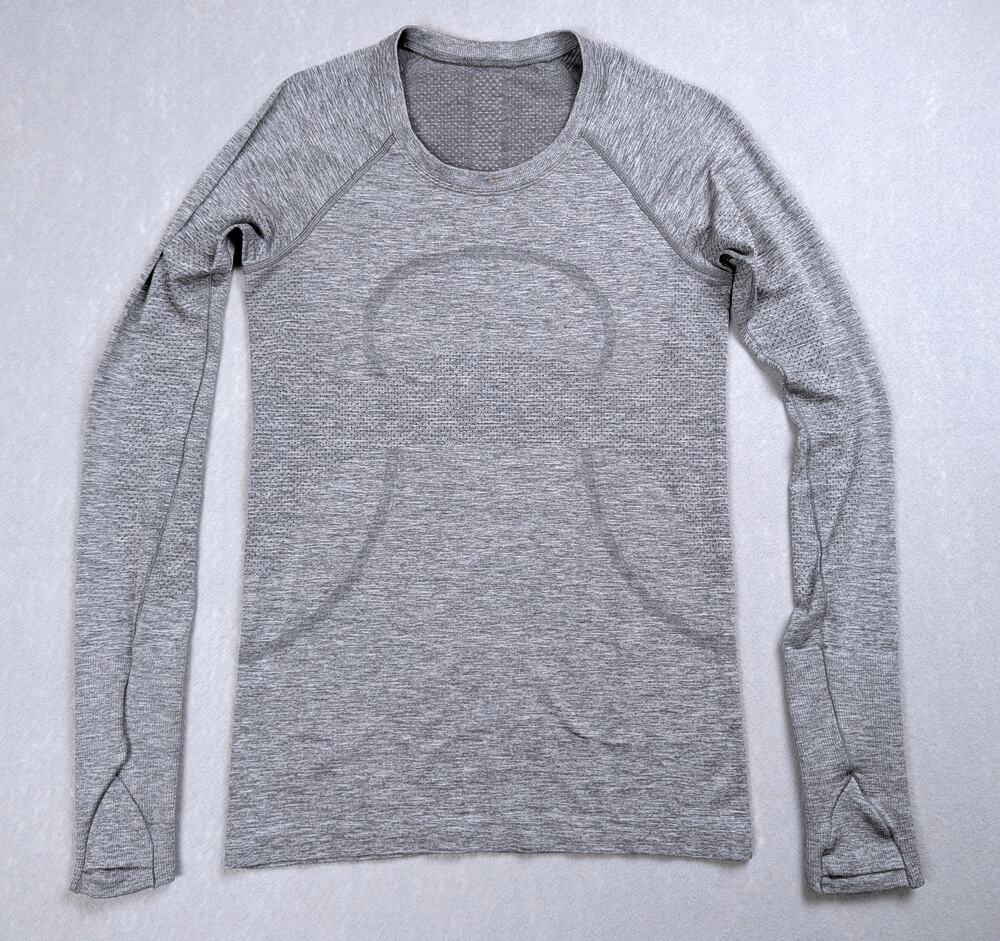 Lululemon Swiftly Tech Long Sleeve Shirt Womens 6 Gray Heather Running Thumbhole